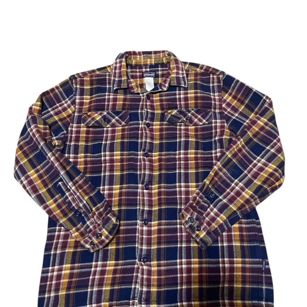 Patagonia Long Sleeved Fjord Flannel Plaid Button Front Shirt Men's Sz M